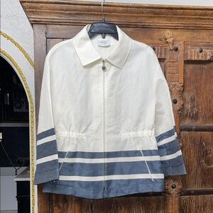 Akris Punto Nautical Navy Peplum Jacket Size 10